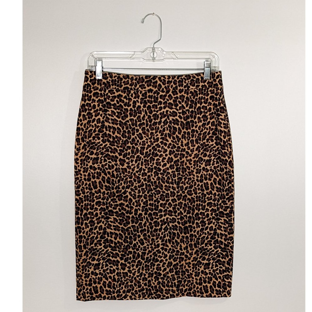 J. CREW leopard print bi-stretch cotton No. 2 Pencil skirt size 4